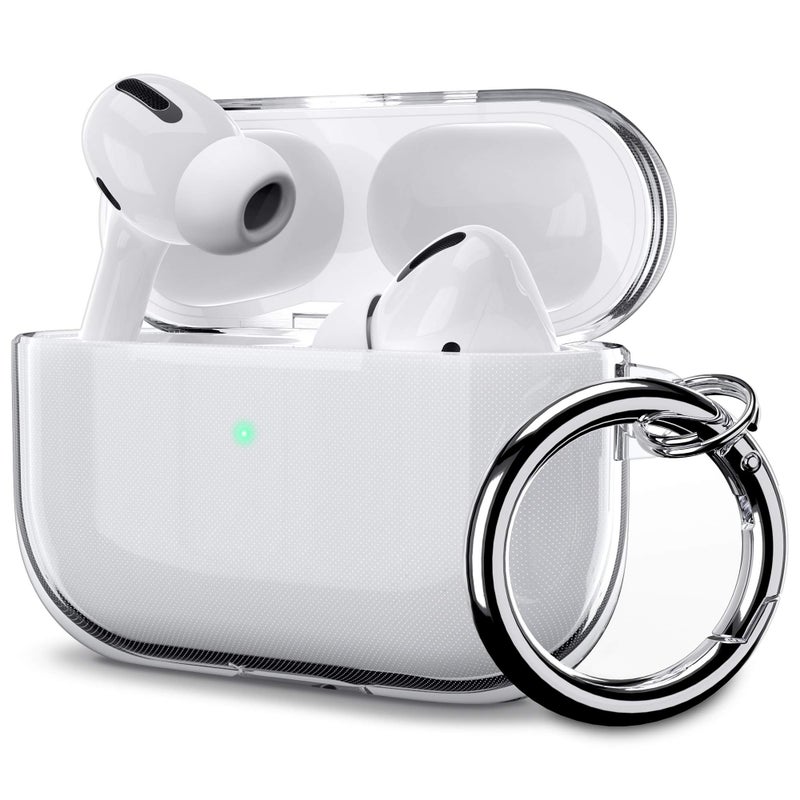 ULAK Compatible with Airpods Pro Case 1st Generation Clear, Designed Protective Cover Soft TPU Transparent Shockproof Case Accessories Keychain for Airpods Pro [Front Led Visible], Crystal Clear - Image 1